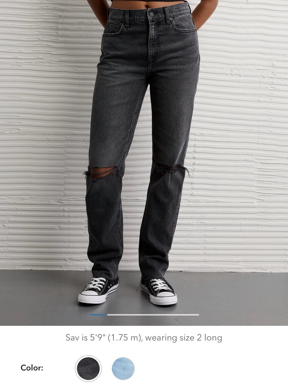 American Eagle Outfitters High-Rise Straight Leg Jeans - Black